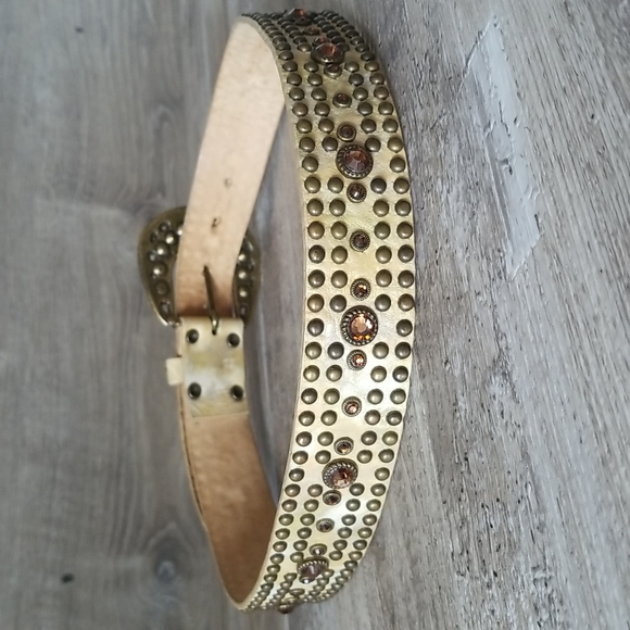 Leatherock Crystal Embellished Leather Belt Sz S32 - Picture 3 of 7